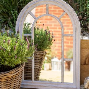 Creekwood Florence, Indoor/Outdoor-Lightweight, Durable Frame, Any Weather Ornament-W51cm x H71cm Wall Mirror, Brushed Grey, 51cm x 71cm