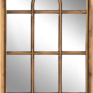 Creekwood Modena Indoor/Outdoor Lightweight Arched Window Wall Mirror, Brushed Copper/Bronze, W35cm x H71cm x D3cm